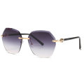 2020 Frameless No MOQ Metal Fashion Sunglasses with Diamonds